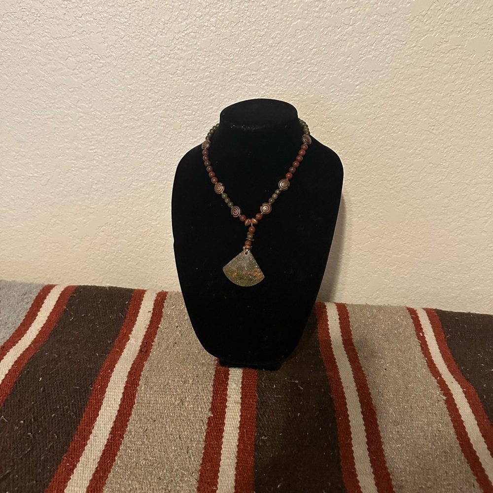 Hand Crafted “One of a Kind” Jasper, Copper & Antique Copper Beaded Necklace